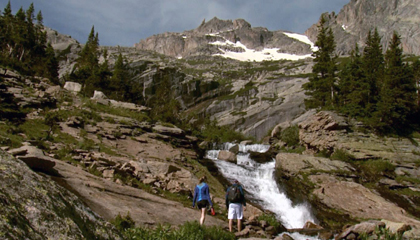 Hikers climbing Rocky Mountain Nat'l Park.