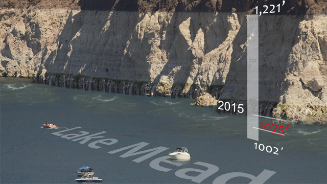 A graphic of Lake Mead's falling water levels.