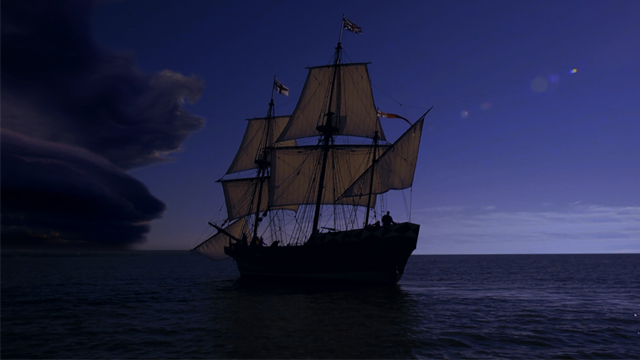The good ship Margaret traveling to the New World from England in 1619.