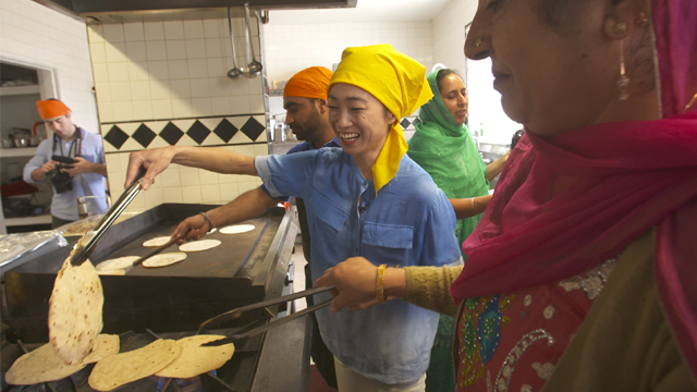 Danielle cooks Indian flatbread