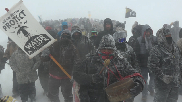 Native protestors at Standing Rock.