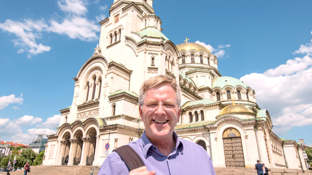 Rick in front of The St. Alexander Nevsky Cathedral in Bulgaria.