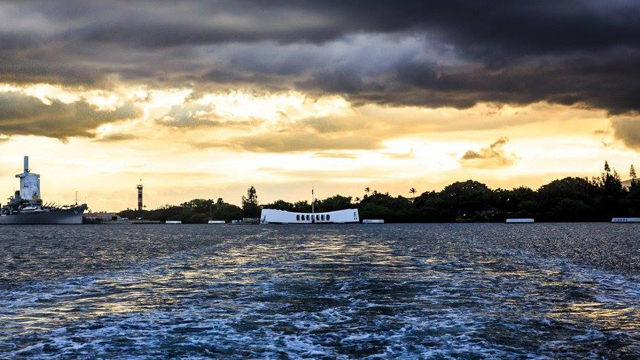 The USS Arizona Memorial at Pearl Harbor in Honolulu, Hawaii