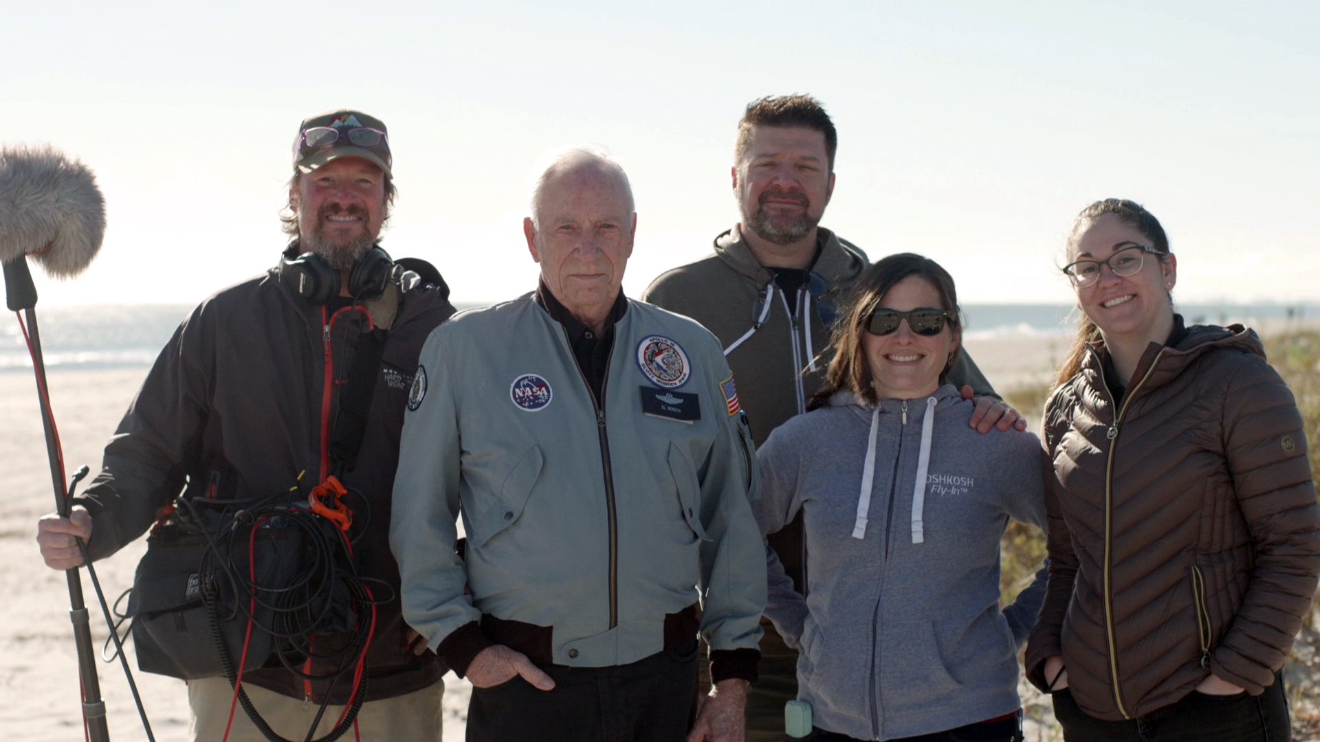 Apollo 15 command module pilot Al Worden with the Space Chase USA production crew