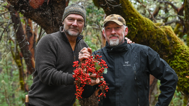 Host Les Stroud with chef Paul Rogalski