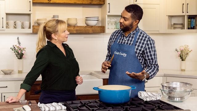 Bridget Lancaster with test cook Lawman Johnson